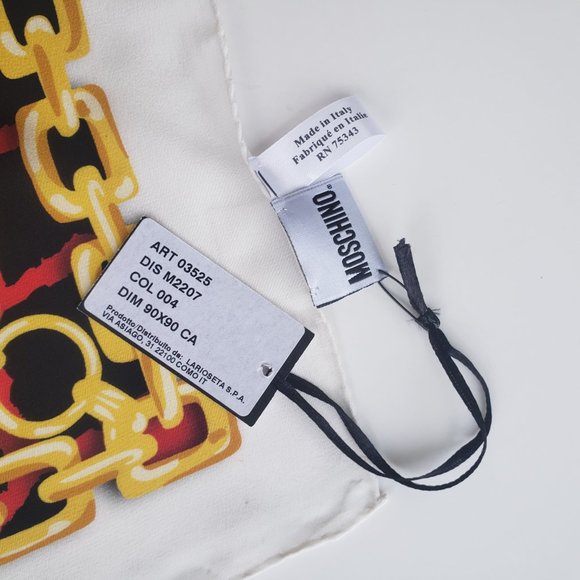 NWT Moschino 100% Silk gold chain and animal print designed large square scarf - Picture 3 of 5